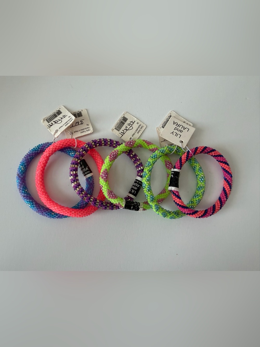Lily and Laura Handmade Glass Beaded Roll-On Bracelets – Set of 6